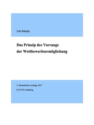 cover image of Das Prinzip des Vorrangs der Wettbewerbsermöglichung